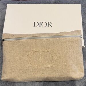 Dior Tan  Linen Clutch new with box
